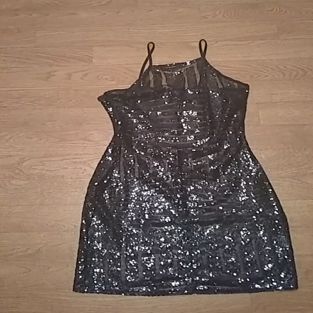 A black sparkly party dress